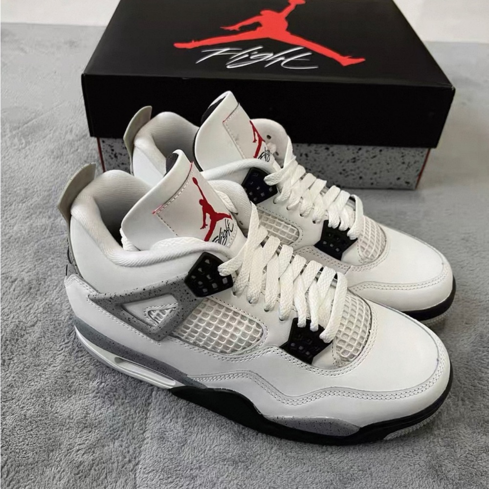 💝Air Jordan 4 Retro AJ4 White Cement Basketball Shoes